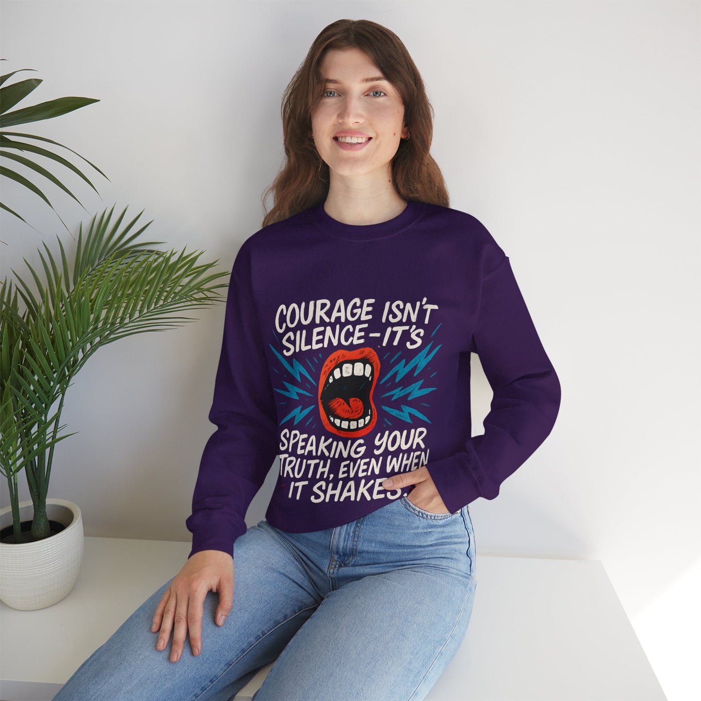 Courage Isn't Silence Sweatshirt, Unisex Crewneck, Empowerment Gift, Statement Clothing, Casual Wear, Everyday Style