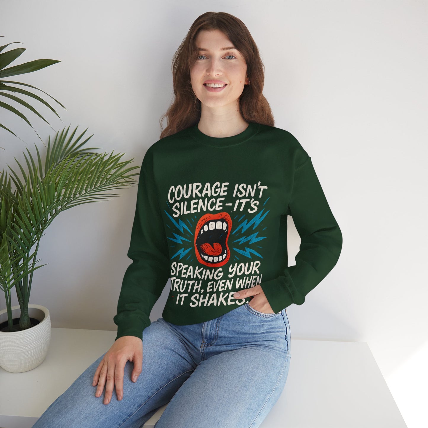 Courage Isn't Silence Sweatshirt, Unisex Crewneck, Empowerment Gift, Statement Clothing, Casual Wear, Everyday Style