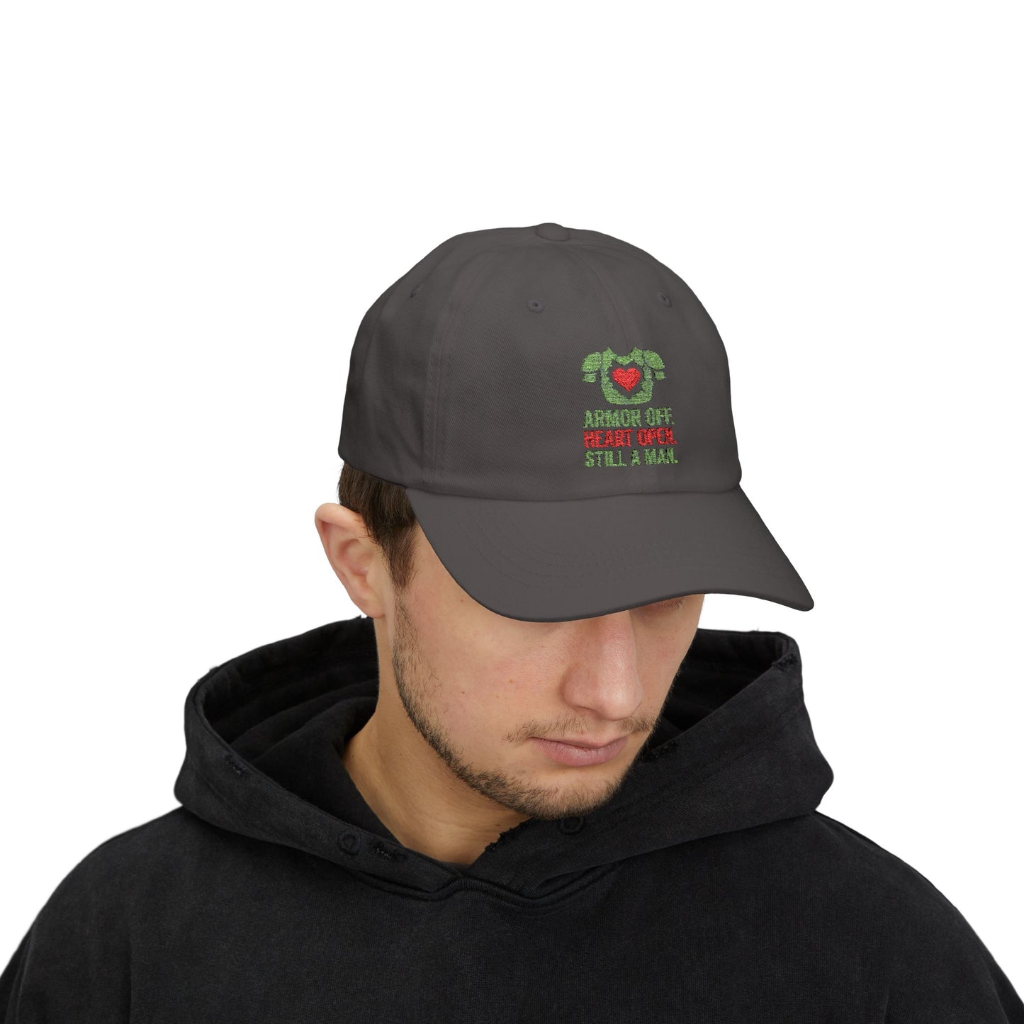 Classic Dad Cap with Heart Design, Casual Gift for Dads, Father's Day Cap, Comfortable Everyday Hat, Unisex Fashion Accessory