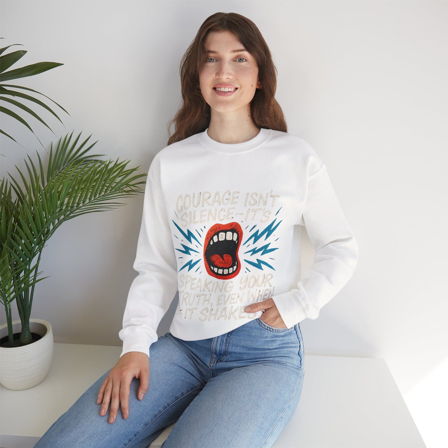 Courage Isn't Silence Sweatshirt, Unisex Crewneck, Empowerment Gift, Statement Clothing, Casual Wear, Everyday Style