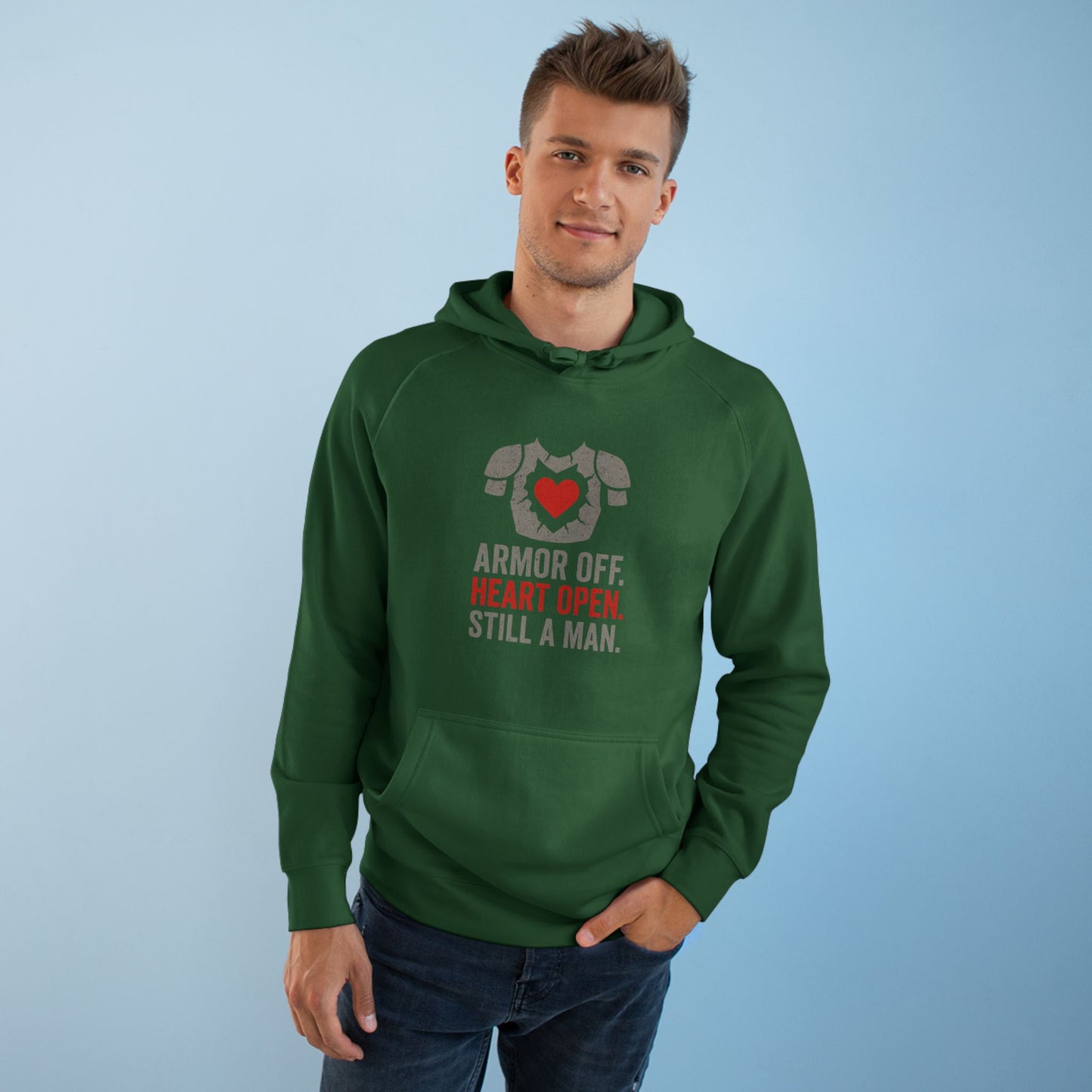 Heartfelt Armor Off Hoodie, Unisex Casual Wear for Men, Inspirational Gift, Cozy Loungewear, Perfect for Celebrations