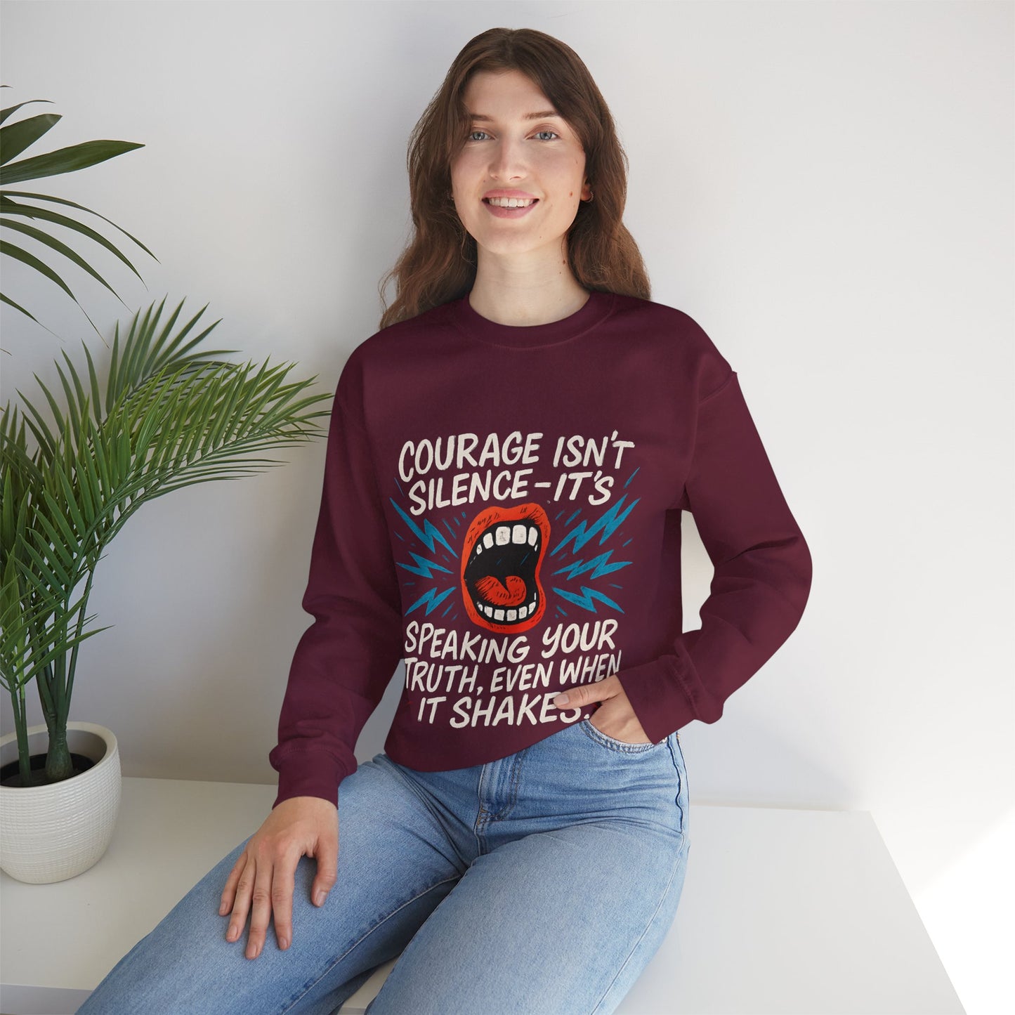 Courage Isn't Silence Sweatshirt, Unisex Crewneck, Empowerment Gift, Statement Clothing, Casual Wear, Everyday Style