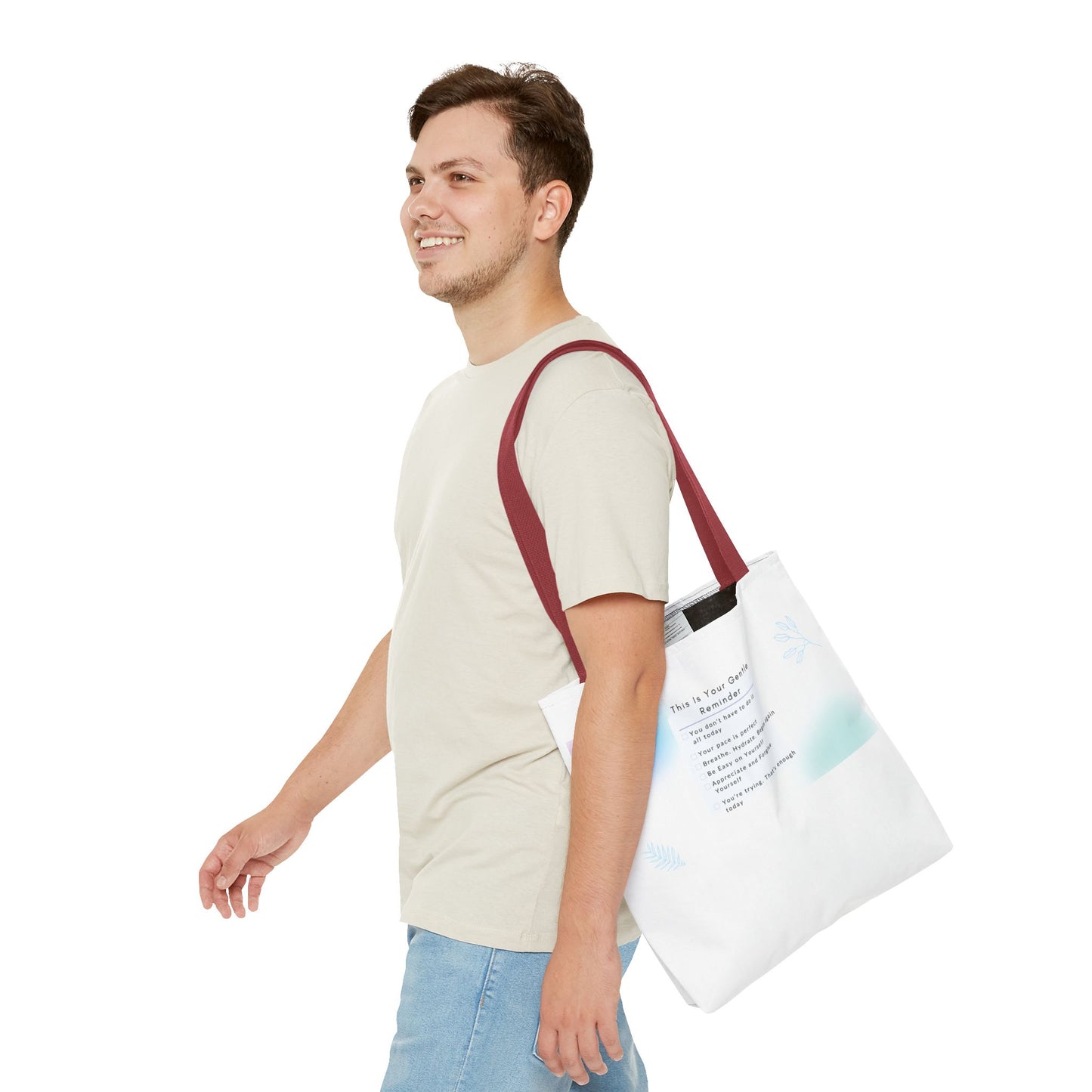 Gentle Reminder Tote Bag, Motivational Tote, Inspirational Gift, Everyday Carry, Peaceful Vibes, Unique Quote Bag