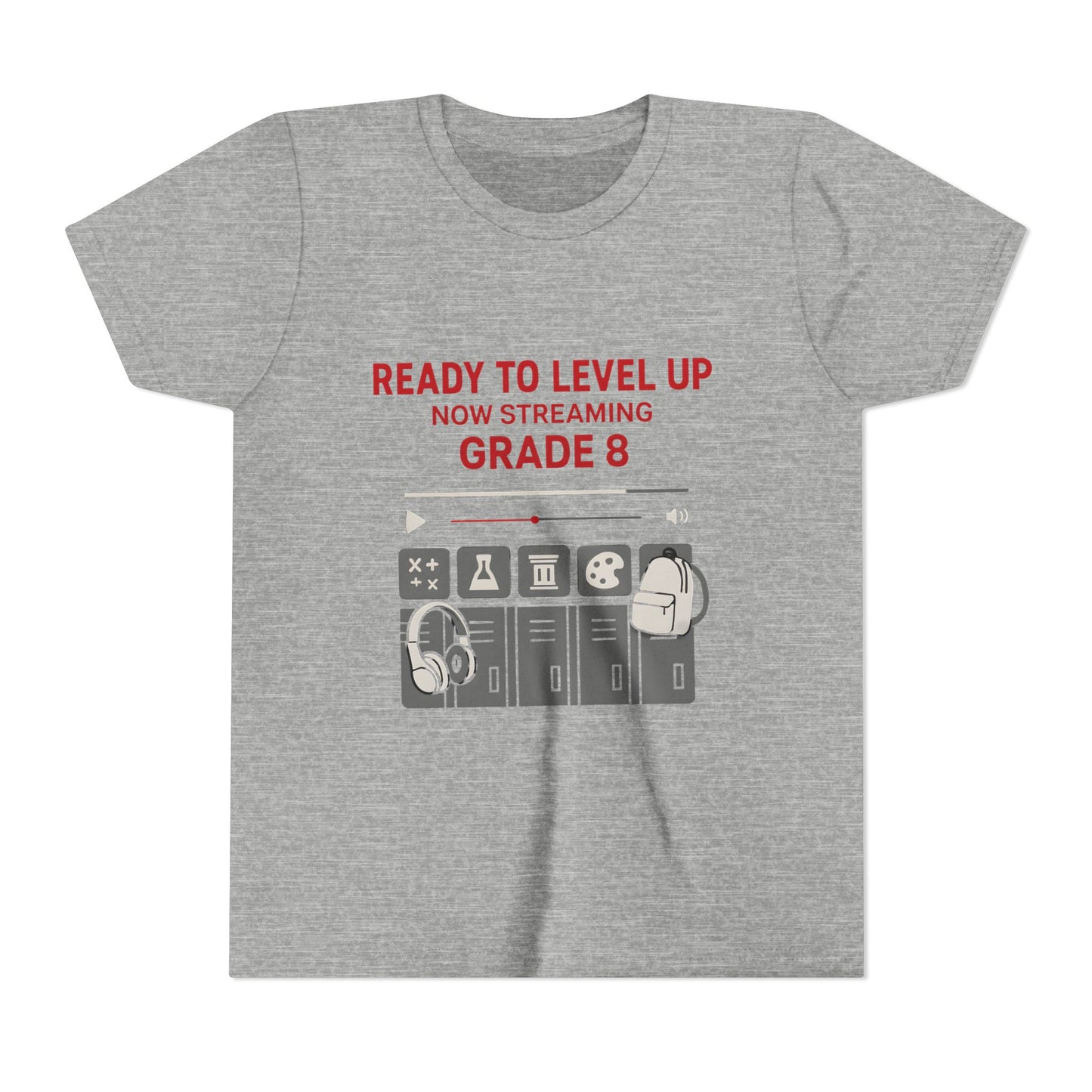 Level Up Youth Tee - Gaming, Back to School, Grade 8 Celebration, Fun, Cool Gifts for Kids