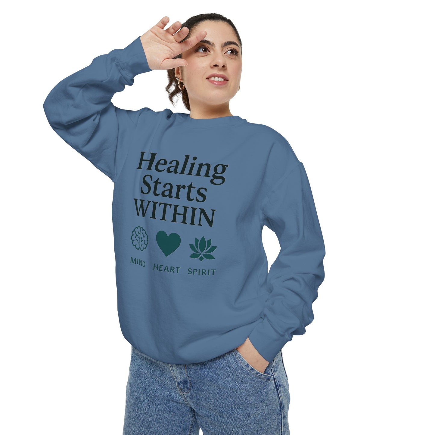 Mindful Healing Sweatshirt - Unisex Garment-Dyed, Inspirational Cozy Wear, Perfect for Self-Care Days, Gifts for Wellness Enthusiasts, [...]