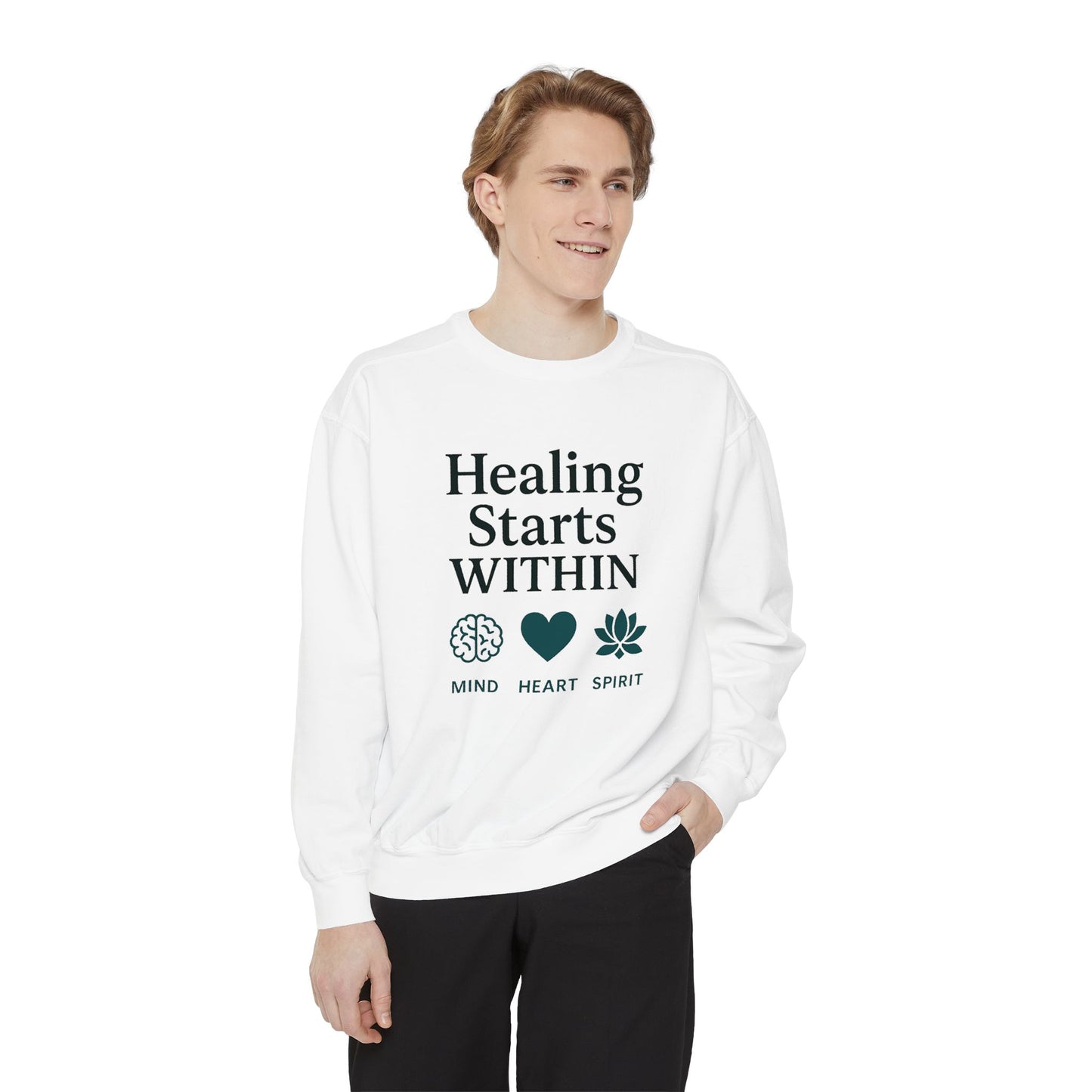 Mindful Healing Sweatshirt - Unisex Garment-Dyed, Inspirational Cozy Wear, Perfect for Self-Care Days, Gifts for Wellness Enthusiasts, [...]