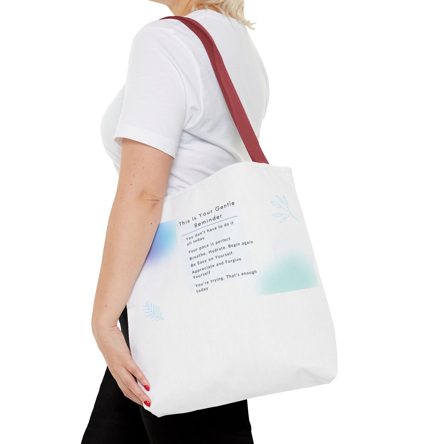 Gentle Reminder Tote Bag, Motivational Tote, Inspirational Gift, Everyday Carry, Peaceful Vibes, Unique Quote Bag