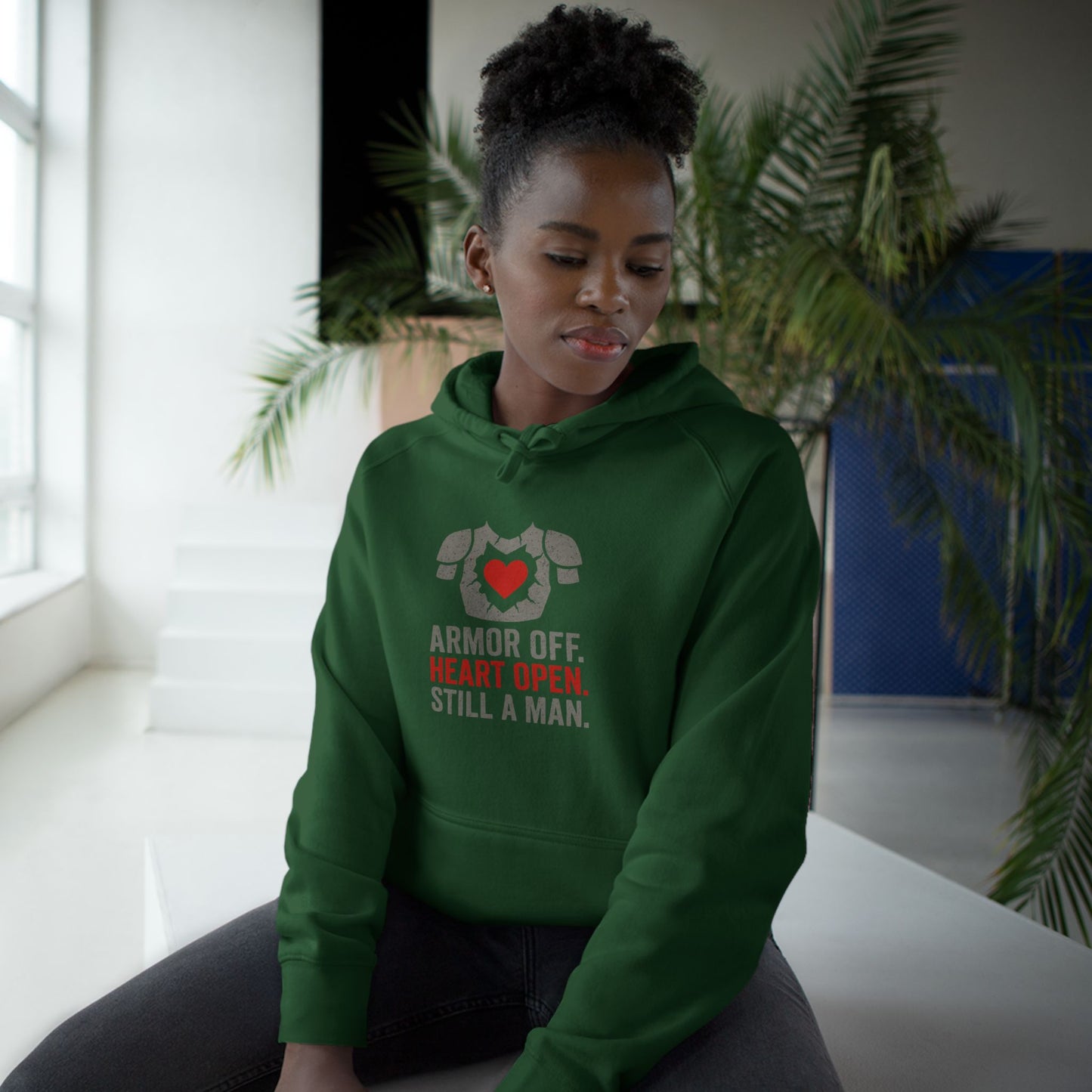 Heartfelt Armor Off Hoodie, Unisex Casual Wear for Men, Inspirational Gift, Cozy Loungewear, Perfect for Celebrations