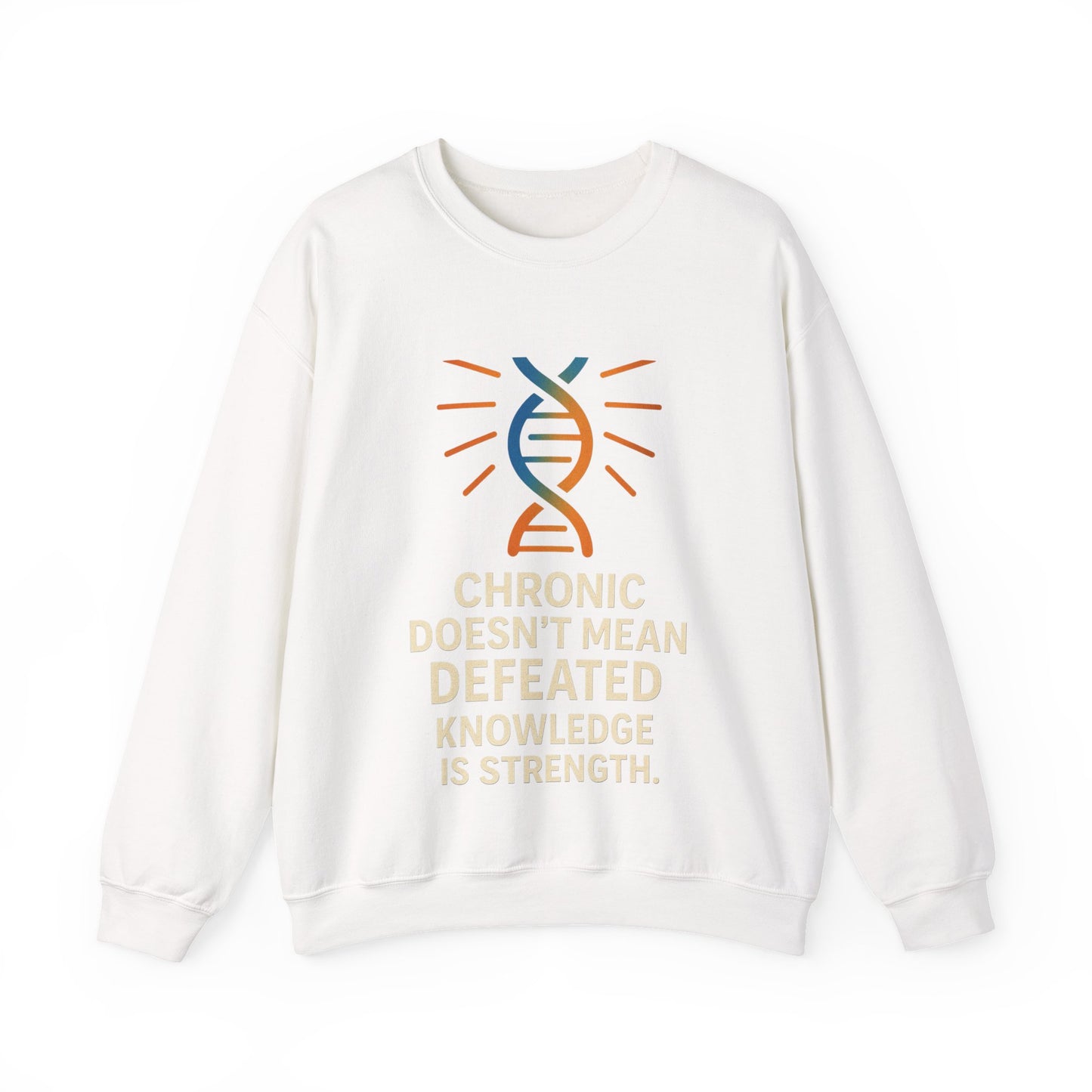 Unisex Crewneck Sweatshirt - Chronic Doesn't Mean Defeated, Knowledge is Strength - Inspirational Gift for Chronic Illness Awareness, [...]