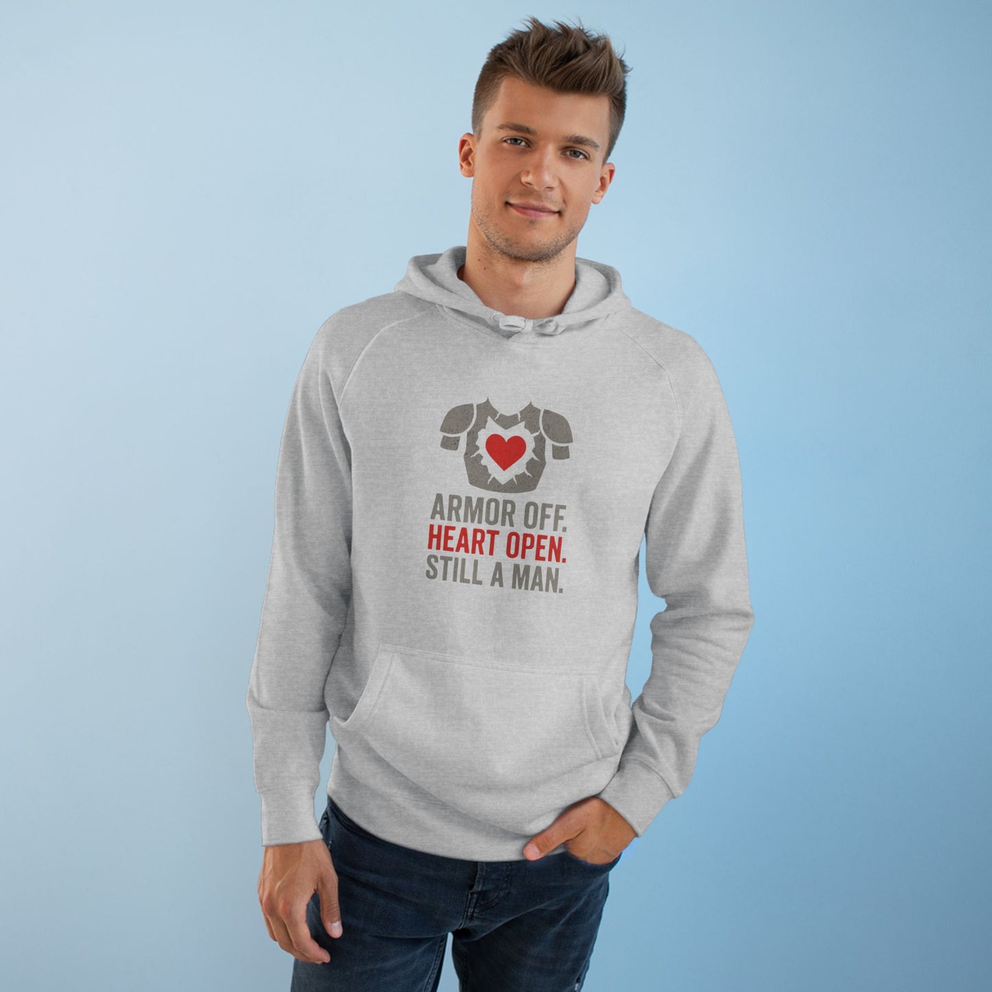 Heartfelt Armor Off Hoodie, Unisex Casual Wear for Men, Inspirational Gift, Cozy Loungewear, Perfect for Celebrations