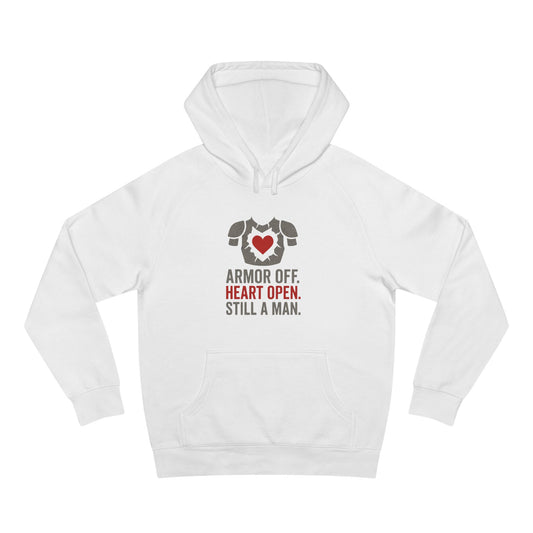 Heartfelt Armor Off Hoodie, Unisex Casual Wear for Men, Inspirational Gift, Cozy Loungewear, Perfect for Celebrations