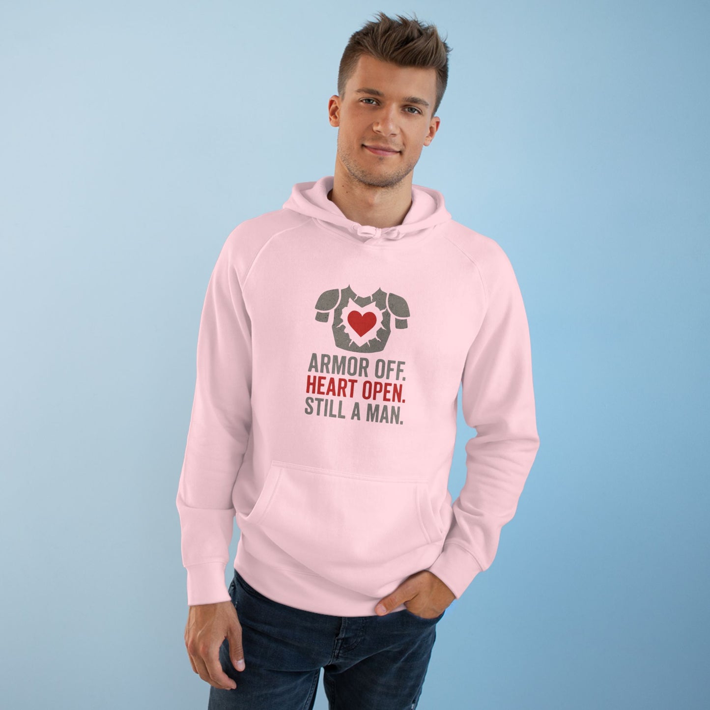Heartfelt Armor Off Hoodie, Unisex Casual Wear for Men, Inspirational Gift, Cozy Loungewear, Perfect for Celebrations