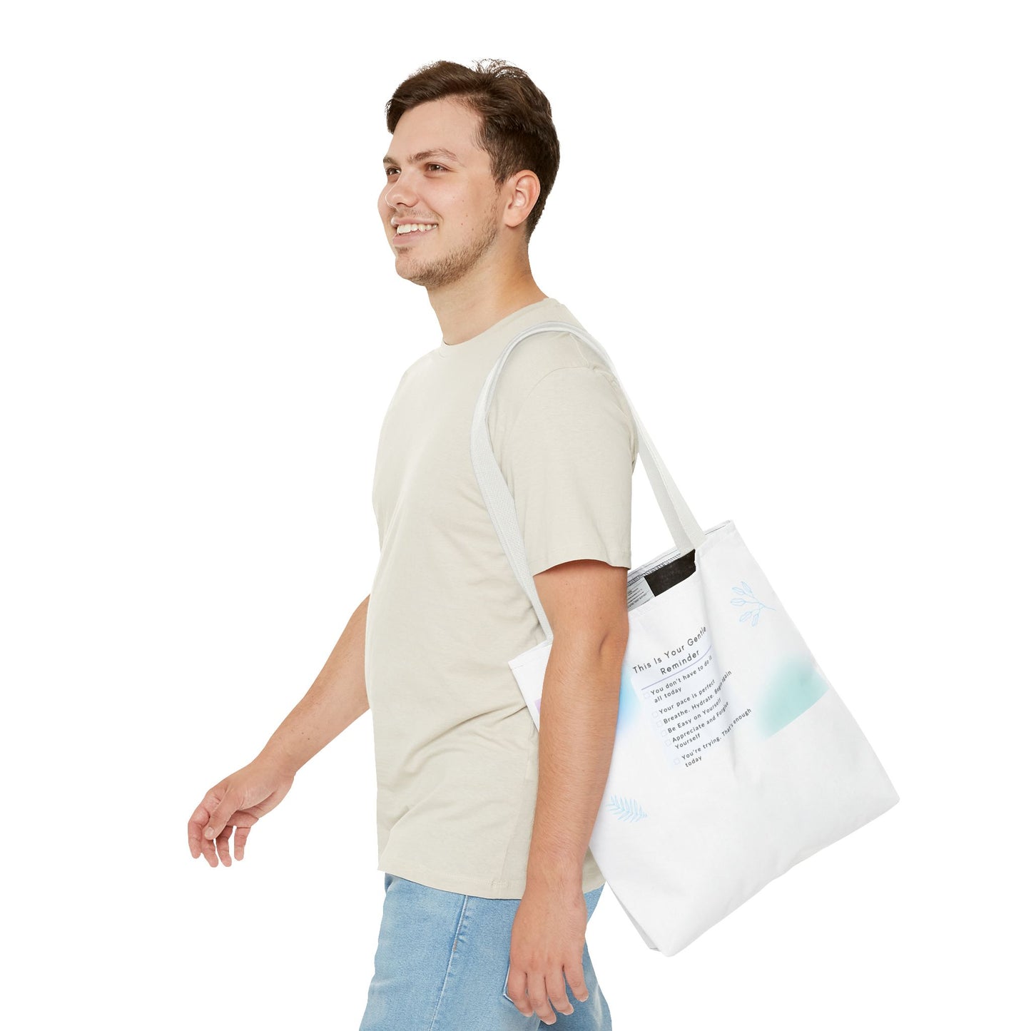 Gentle Reminder Tote Bag, Motivational Tote, Inspirational Gift, Everyday Carry, Peaceful Vibes, Unique Quote Bag