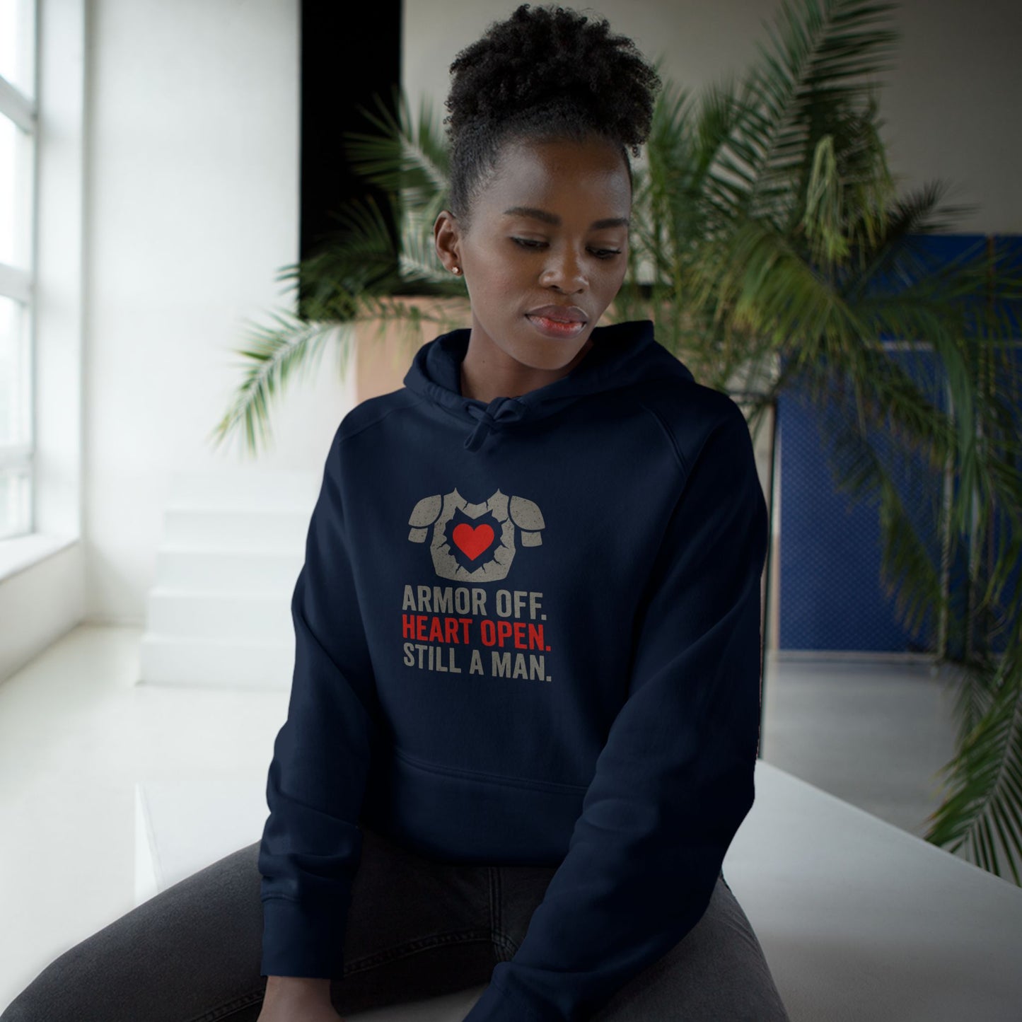 Heartfelt Armor Off Hoodie, Unisex Casual Wear for Men, Inspirational Gift, Cozy Loungewear, Perfect for Celebrations