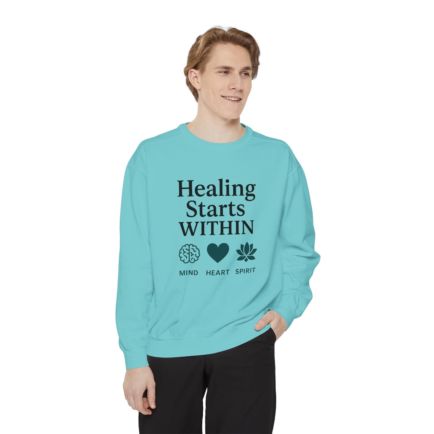 Mindful Healing Sweatshirt - Unisex Garment-Dyed, Inspirational Cozy Wear, Perfect for Self-Care Days, Gifts for Wellness Enthusiasts, [...]
