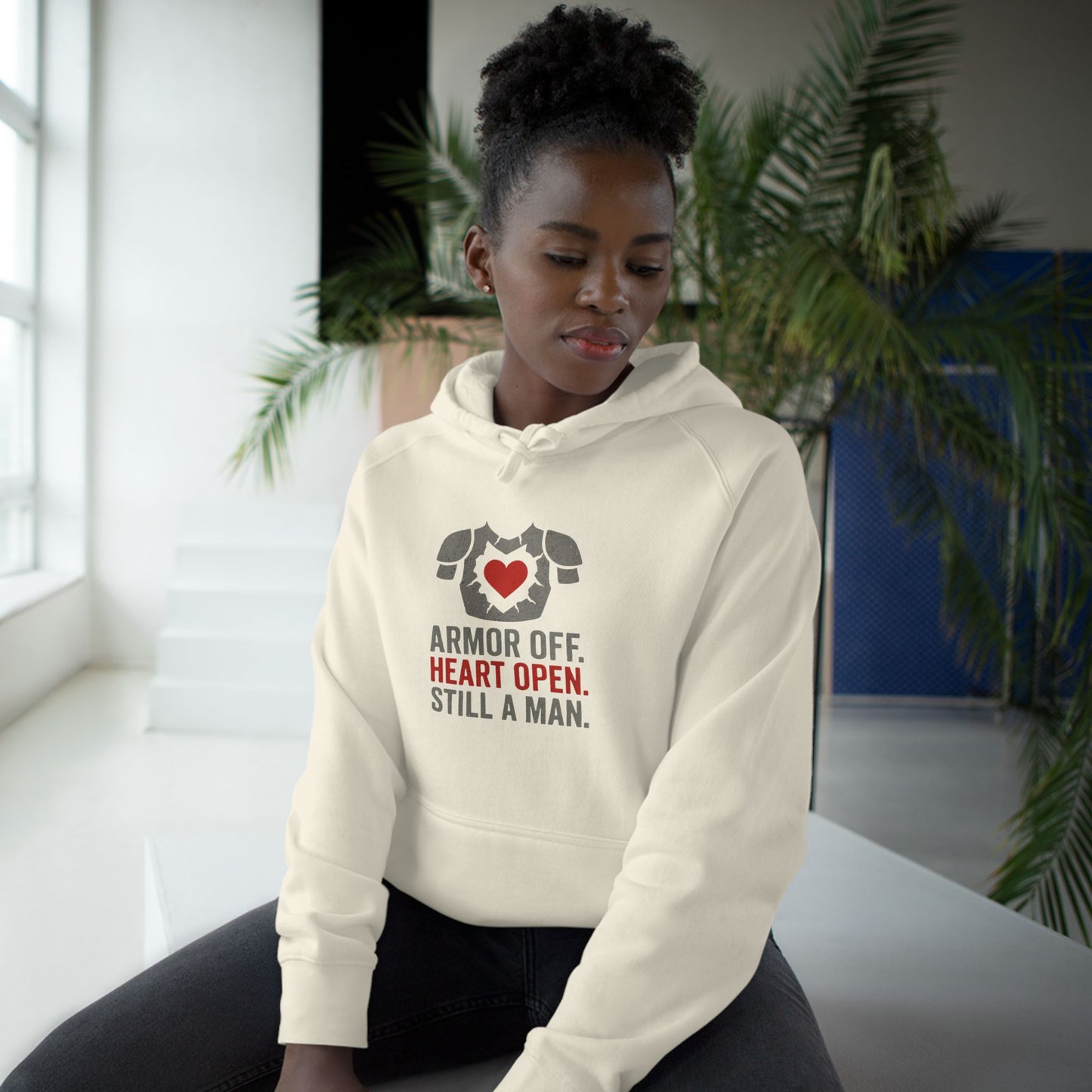 Heartfelt Armor Off Hoodie, Unisex Casual Wear for Men, Inspirational Gift, Cozy Loungewear, Perfect for Celebrations