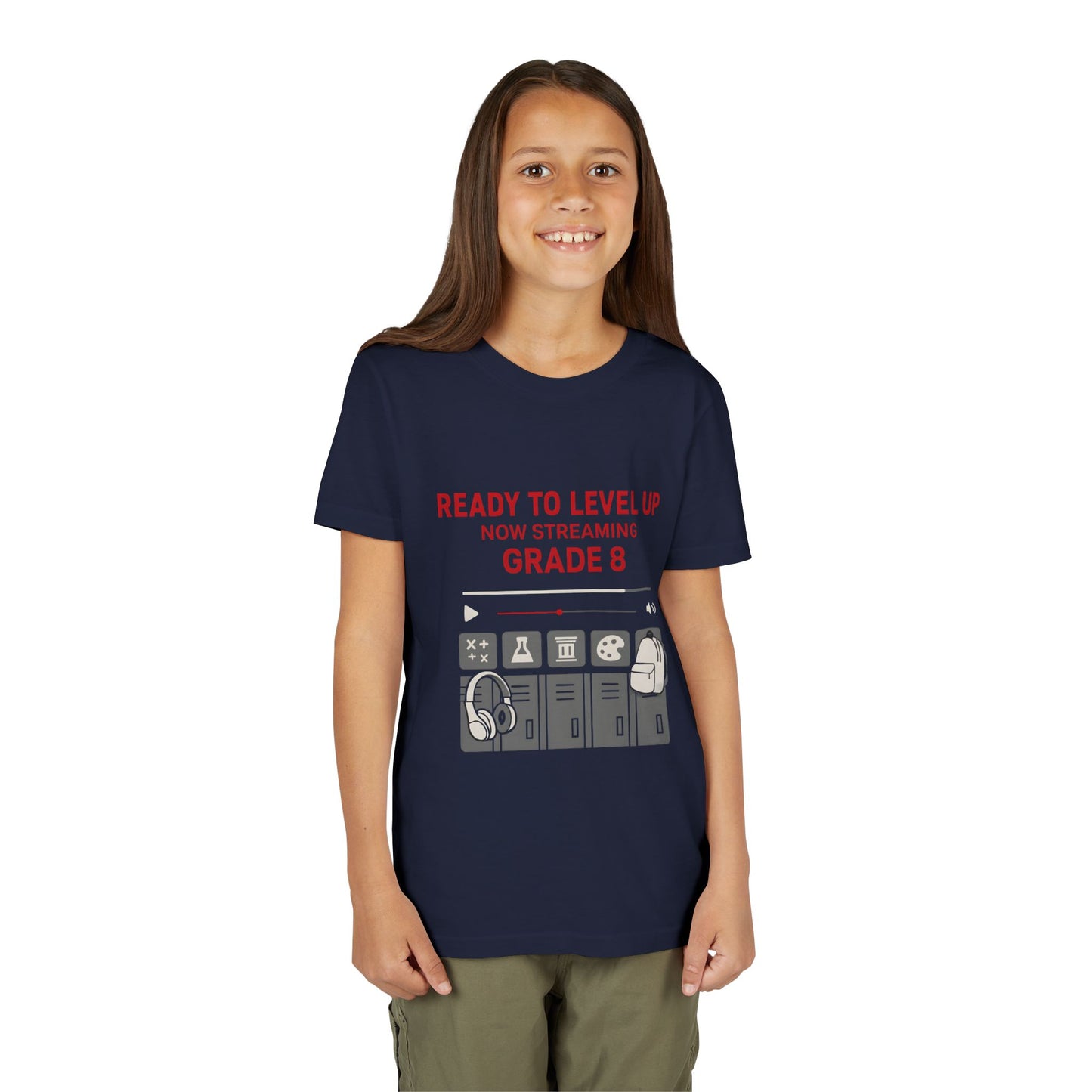 Level Up Youth Tee - Gaming, Back to School, Grade 8 Celebration, Fun, Cool Gifts for Kids