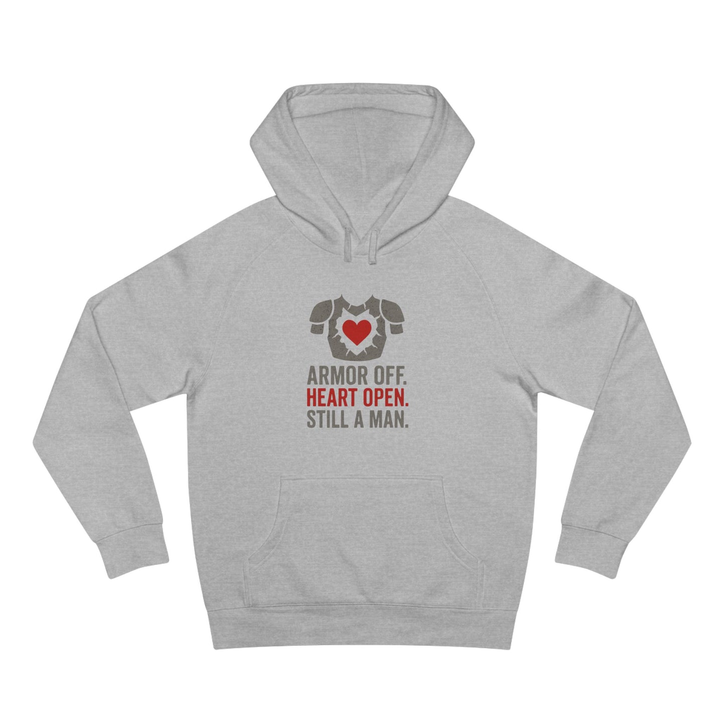 Heartfelt Armor Off Hoodie, Unisex Casual Wear for Men, Inspirational Gift, Cozy Loungewear, Perfect for Celebrations