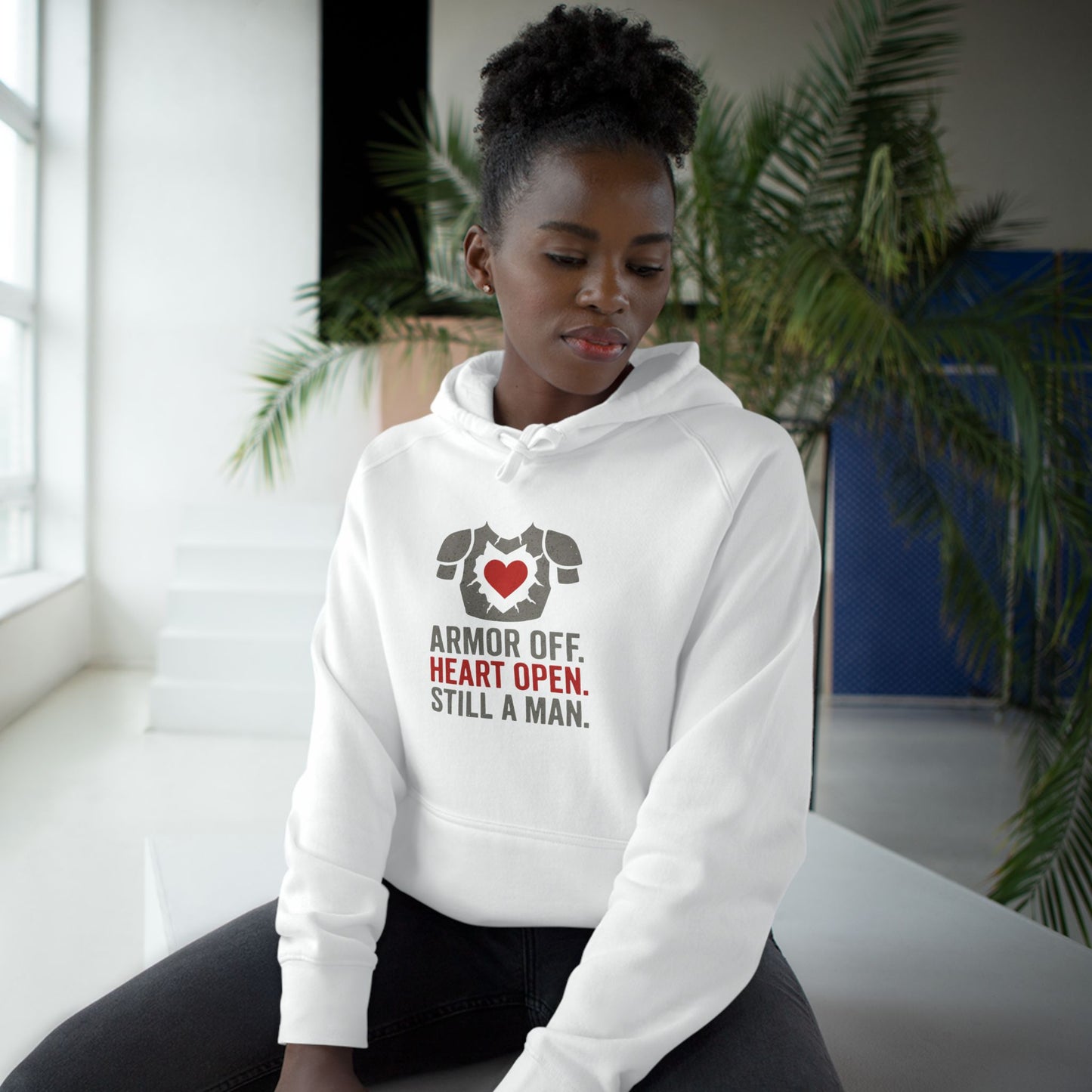 Heartfelt Armor Off Hoodie, Unisex Casual Wear for Men, Inspirational Gift, Cozy Loungewear, Perfect for Celebrations