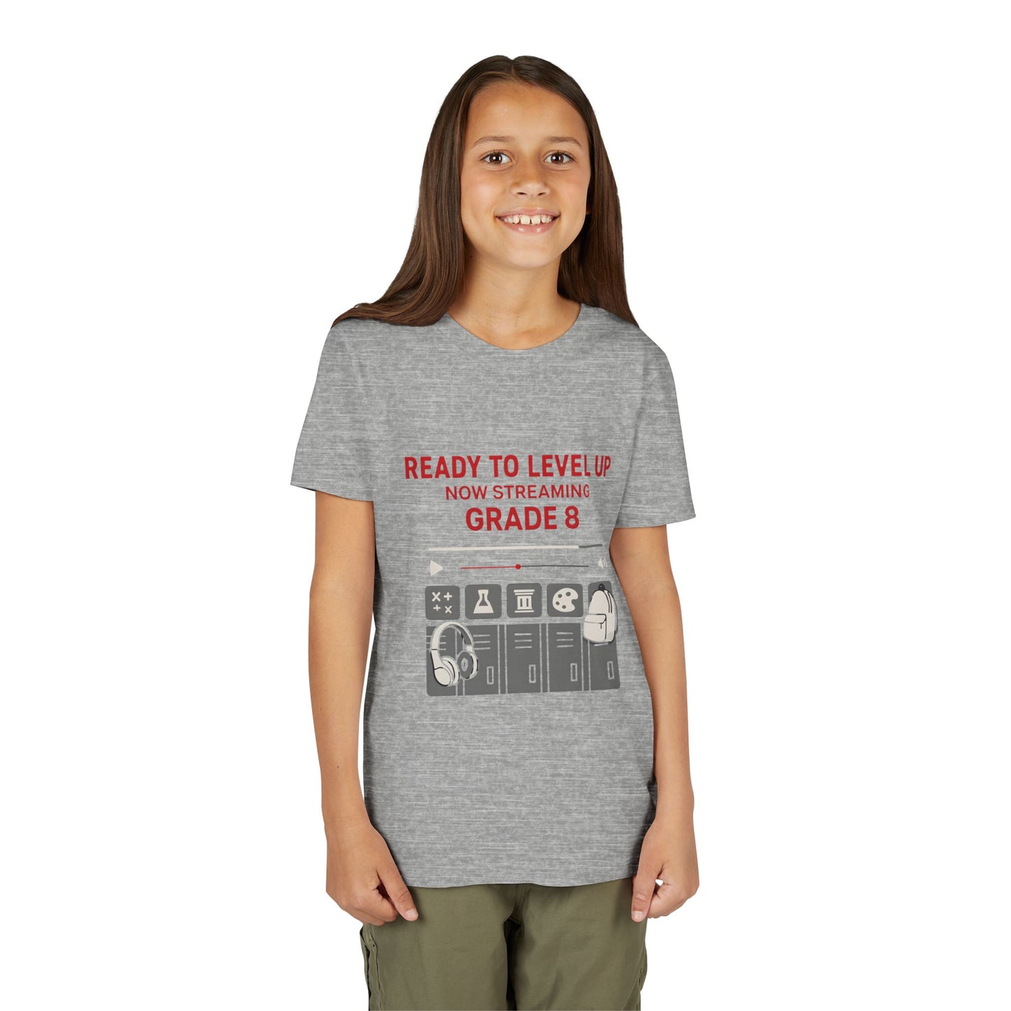 Level Up Youth Tee - Gaming, Back to School, Grade 8 Celebration, Fun, Cool Gifts for Kids
