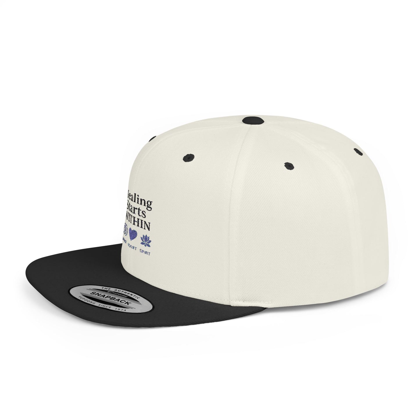 Healing Starts Within Flat Bill Snapback Hat | Motivational Cap for Wellness | Perfect Gift for Mental Health Advocates, Healing [...]