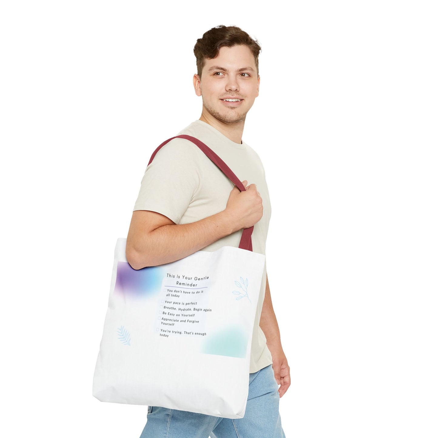 Gentle Reminder Tote Bag, Motivational Tote, Inspirational Gift, Everyday Carry, Peaceful Vibes, Unique Quote Bag