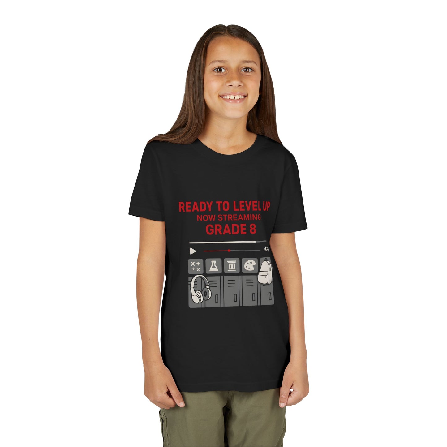 Level Up Youth Tee - Gaming, Back to School, Grade 8 Celebration, Fun, Cool Gifts for Kids
