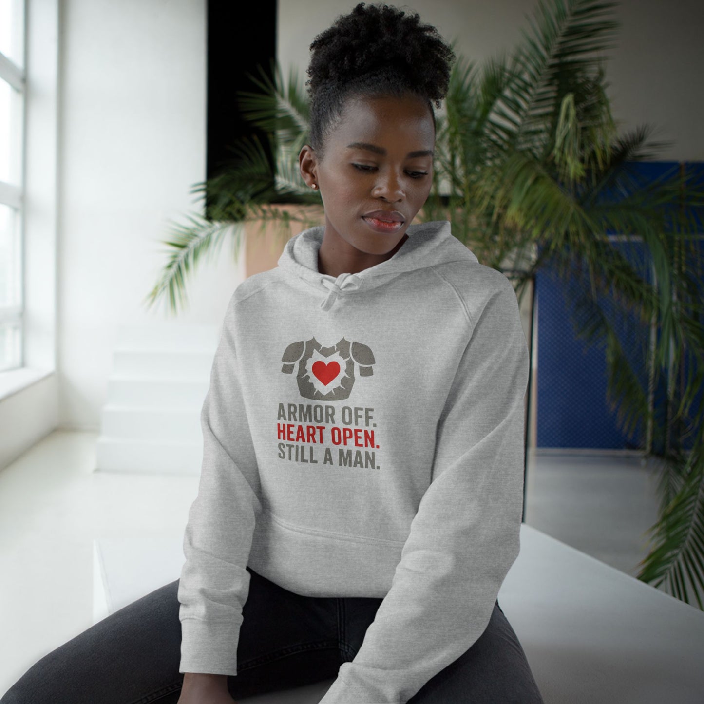 Heartfelt Armor Off Hoodie, Unisex Casual Wear for Men, Inspirational Gift, Cozy Loungewear, Perfect for Celebrations