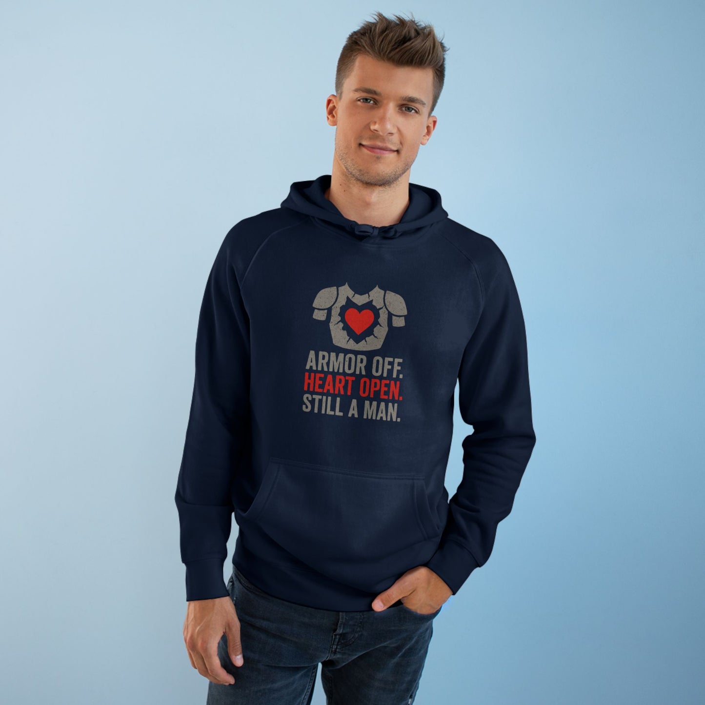 Heartfelt Armor Off Hoodie, Unisex Casual Wear for Men, Inspirational Gift, Cozy Loungewear, Perfect for Celebrations