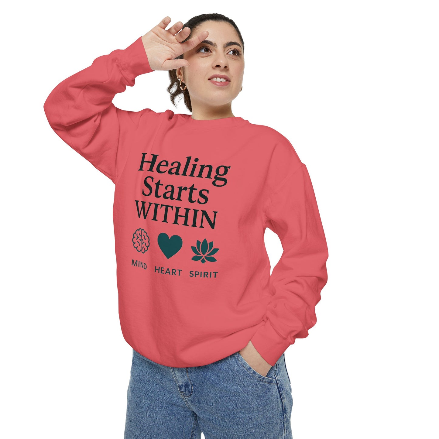 Mindful Healing Sweatshirt - Unisex Garment-Dyed, Inspirational Cozy Wear, Perfect for Self-Care Days, Gifts for Wellness Enthusiasts, [...]
